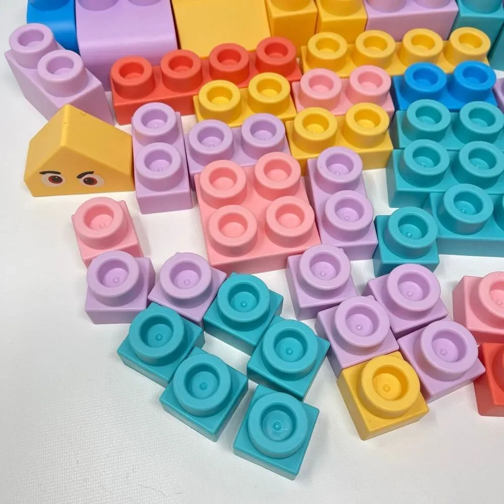 Abbabby Soft Building Block Set for Toddler Preschool Toy 63 Pieces Pastel
